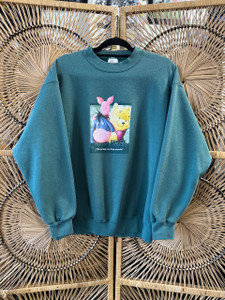 Vtg 90s Disney Pooh Eeyore & Piglet Teal Crewneck Sweatshirt Size Large
