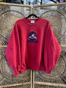 Vintage 90s Mickey & Co. Sportswear Embroidered Red Crewneck Sweatshirt Size X-Large XL