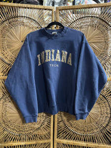 Vintage 90s Indiana Tech Navy Blue Crewneck Sweatshirt Size X-Large XL
