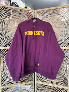 Y2K Nike Team University Of Minnesota Center Check Gophers Burgundy Hooded Sweatshirt Size XXL 2XL
