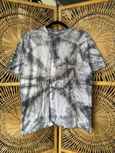 Vintage 90s Hand Dyed Smokey Grey Tie Dye T-Shirt Size Large