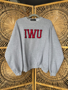 Vintage Y2K Indiana Wesleyan University IWU Grey Crewneck Sweatshirt Size XXL 2XL