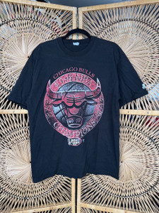Vtg 90s Chicago Bulls 1998 Champions NBA Finals Black T-Shirt Size Large