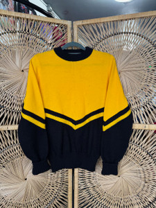 Vintage 60s 70s Dallas Knitting Black & Yellow Sweater Size 34