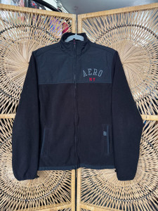 Y2K Aeropostale NY Black Full Zip Fleece Jacket Size Small
