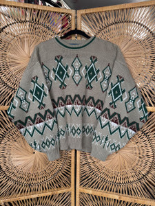 Vintage 90s Towncraft Tan Patterned Knit Sweater Size Large