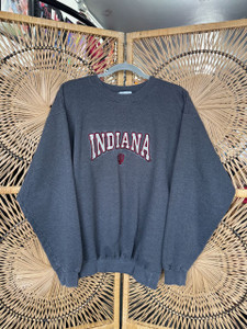 Vintage 90s Indiana University IU Hoosiers Dark Grey Crewneck Sweatshirt Size Medium