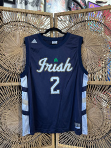 Y2K Adidas Notre Dame University Fighting Irish #2 Navy Basketball Jersey Size Large
