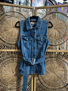 Vintage Y2K EXP Denim Wrap Button Up Vest Women's Size Large
