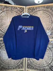 Vintage Y2K Pro Edge NBA Indiana Pacers Navy Blue Crewneck Fleece Sweatshirt Size Medium