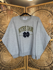 Vintage Olympus University Of Notre Dame Grey Stitched Crewneck Sweatshirt Size Large