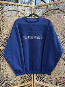 Vintage Pro Edge University of Notre Dame Navy Blue Fleece Crewneck Sweatshirt Size Large