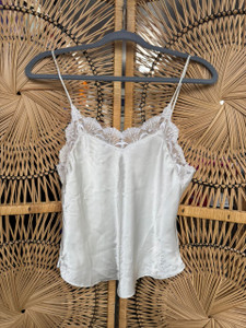 Vintage Victoria's Secret Satin Lingerie White Lace Tank Women's Size Medium