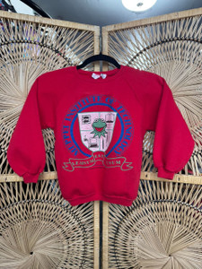 Vintage 80s 1985 Muppet Institute Of Technology Red Youth Crewneck Size Small