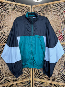 Vtg 90s Nike White Tag Tricolor Green Black White Full Zip Windbreaker Size 2XL XXL