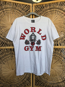 Vintage 90s World Gym Gorilla Graphic White T-shirt Size Large