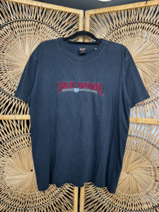 Vtg 90s Y2K Harley Davidson Embroidered Orlando, FL Black T-Shirt Size Large
