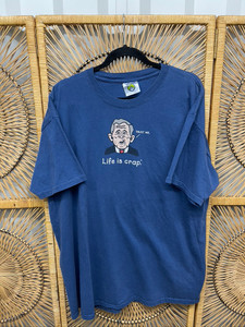 Y2K George W. Bush Life is Crap President Blue T-Shirt Size 2XL