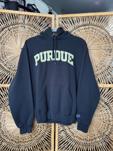 Vtg Y2K Purdue University Spellout Boilermakers Black Hoodie Sweatshirt Size Medium