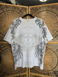 Vtg Y2K Southpole Bedazzled AOP White T-Shirt Size XL