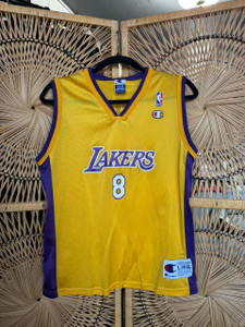 Vintage Champion NBA Kobe Bryant #8 Los Angeles Lakers Yellow Youth Jersey Size Large