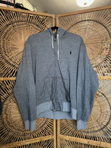 Y2K Polo Ralph Lauren Grey Full Zip Hooded Jacket Size X-Large XL