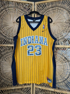 Vtg Y2K Nike Team NBA Ron Artest #23 Indiana Pacers Yellow Pinstripe Jersey Size XL