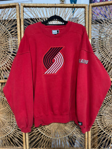 Vintage Puma Portland Trail Blazers NBA Red Embroidered Crewneck Sweatshirt Size X-Large XL