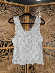 Vintage Night Magic Lingerie White Lacey Tank Top Women's Size Large
