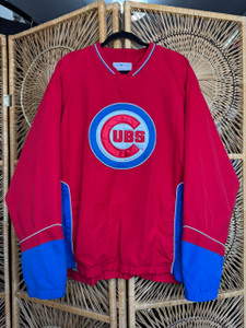 Y2K MLB Chicago Cubs Blue & Red Color Block Windbreaker Pullover Size XXL 2XL