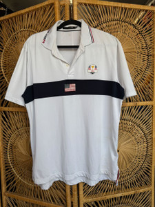 Ralph Lauren RLX USA Black Stripe White Polo T-Shirt Size Large