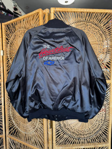 Vintage Chevy "Heartbeat of America" Black Satin Jacket Size X-Large XL