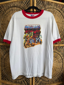 Vintage Y2K 2002 Masters Of The Universe Comics Heroes White Red Ringer T-Shirt Size X-Large