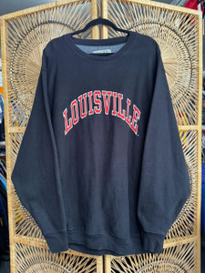 Vtg University of Louisville Spell Out Black Crewneck Sweatshirt Size X-Large