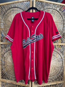 Vintage 90s Y2K Starter Ball State University Cardinals Red Baseball Jersey Size 2XL XXL