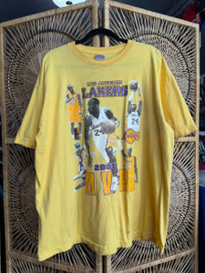 Vtg Y2K 2008 NBA Los Angeles Lakers Kobe Bryant #24 MVP Yellow T-Shirt Size 2XL XXL