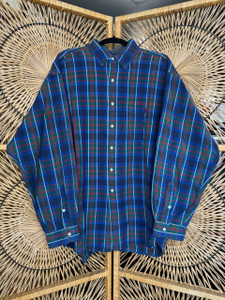Vintage Ralph Lauren RL Green/Blue Plaid Blaire Button Down Shirt Size X-Large XL