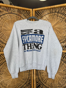 Vintage Indiana State University ISU "It's A Sycamore Thing!" Grey Crewneck Sweatshirt Size Medium