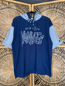 Vintage Starter MLB NY Yankees Baseball Short Sleeve Hooded Multicolored T-Shirt Size Large