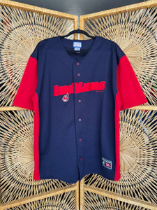 Vintage Logo Athletic MLB Cleveland Indians Baseball Button-Up Jersey Size X-Large
