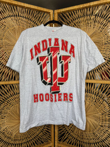 Vintage Indiana University IU Hoosiers Puff Print Grey T-Shirt Size X-Large XL