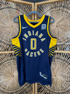 Nike NBA Pacers Indianapolis Tyrese Haliburton #0 Navy Blue Basketball Jersey Size 44 Medium