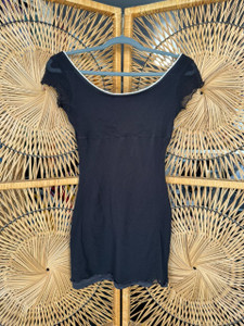Vintage 90s Y2K Studio Soleil Black Mesh Micro Mini BabyDoll Dress Women's Size Medium