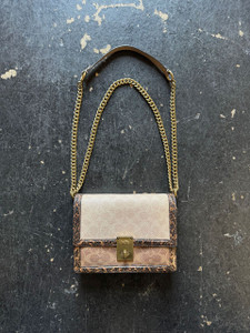 2020 Coach Hutton #89068 Snakeskin Chain Crossbody Bag