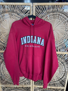 Vintage Champion Indiana University IU Hoosiers Red Hooded Sweatshirt Size Large