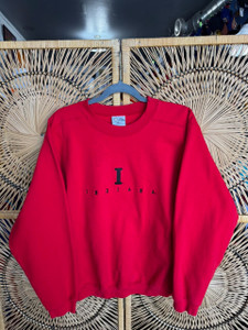 Vintage 90s Indiana University Hoosiers Black Embroidered Red Crewneck Sweatshirt Size Small
