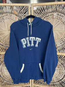 Vtg Y2K Nike Team Pittsburgh University Panthers Navy Blue & Yellow Hoodie Sweatshirt Size Large