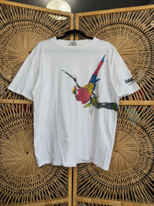 Vintage 80s 1985 Parrot Wrap-Around Graphic White Nature T-Shirt Size Large