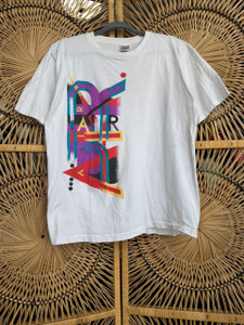 Vintage 80s Nike Air Colorful Graphic White T-Shirt Size Medium