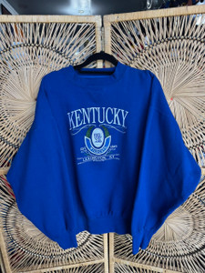 Vintage Midwest Embroidery University of Kentucky UK Wildcats Blue Crewneck Sweatshirt Size Large